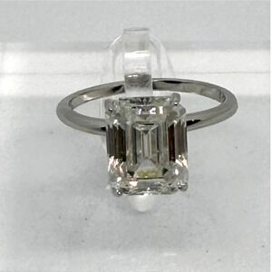 Emerald Cut Moissanite Diamond Engagement Ring Solitaire GRA 4 Ct Size 5